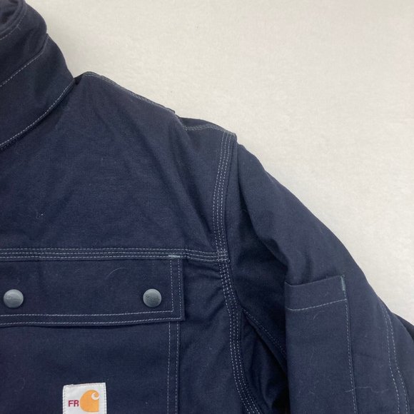 Carhartt Men's Navy Fire Resistant Full Swing Jacket Duck Coat 102182-410 M NWT - Picture 2 of 14